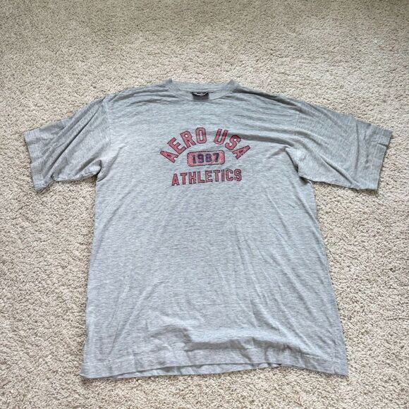 Aeropostale T-Shirt Mens Extra Large Gray Short Sleeve Crew Neck Cotton - Picture 1 of 6